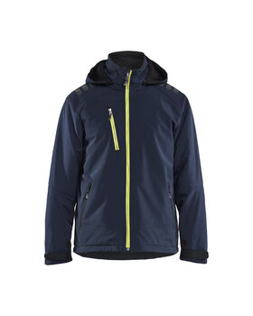Leichte gefütterte Winterjacke Softshell Dunkel Marineblau/High Vis Gelb