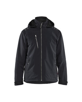 Leichte gefütterte Winterjacke Softshell Schwarz/Schwarz