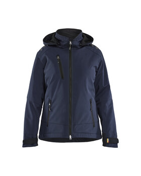 Leichte gefütterte Damen Winterjacke Softshell Dunkel Marineblau/Schwarz