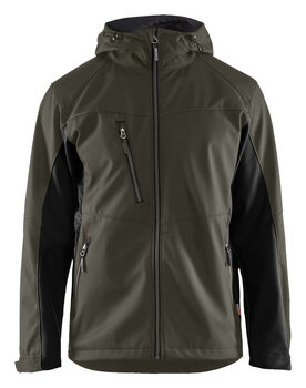 Softshell Jacke mit Kapuze Dunkel Olivgrün/Schwarz