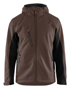 Softshell Jacke mit Kapuze Braun/Schwarz