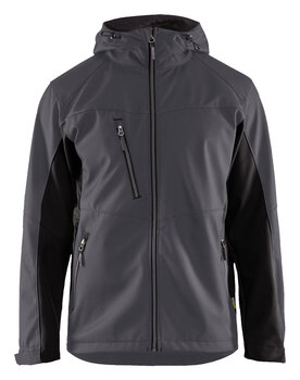 Softshell Jacke mit Kapuze Mittelgrau/Schwarz