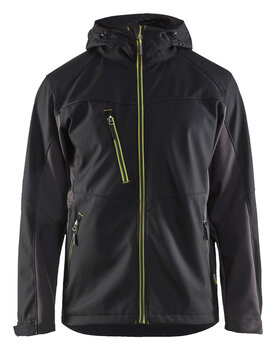 Softshell Jacke mit Kapuze Schwarz/Gelb