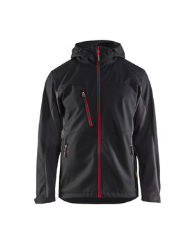 Softshell Jacke mit Kapuze Schwarz/Rot