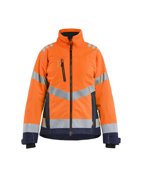 Leichte gefütterte Damen Winterjacke High Vis High Vis Orange/Marineblau