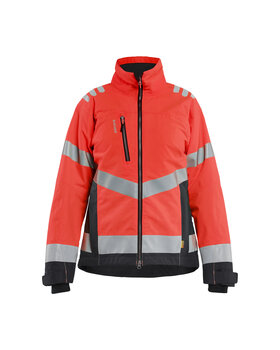 Leichte gefütterte Damen Winterjacke High Vis High Vis Rot/Schwarz