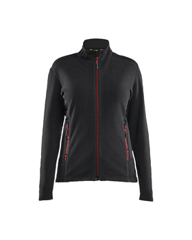Damen Microfleece-JackeSchwarz/Rot