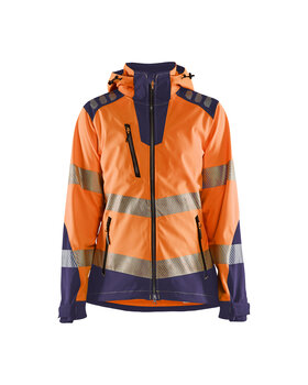 Damen High Vis Softshell Jacke High Vis Orange/Marineblau