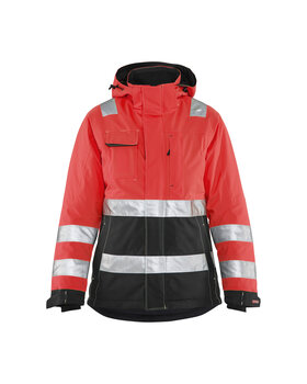 Damen High Vis Winterjacke High Vis Rot/Schwarz