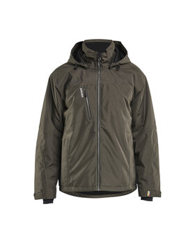 Leichte gefütterte Funktionsjacke Dunkel Olivgrün/Schwarz