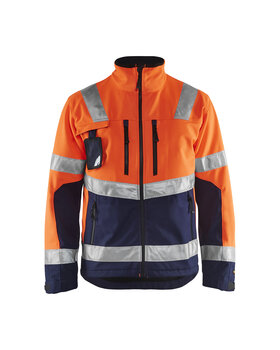 High Vis Softshell Jacke High Vis Orange/Marineblau