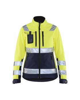 Damen High Vis Softshell Jacke High Vis Gelb/Marineblau