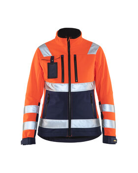 Damen High Vis Softshell Jacke High Vis Orange/Marineblau