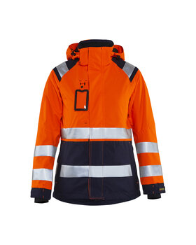 Damen High Vis Shell Jacke High Vis Orange/Marineblau