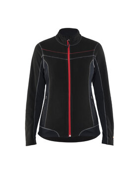 Damen Microfleece Jacke Schwarz/Rot