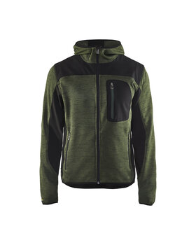 Strickjacke mit Softshell Armygrün/Schwarz