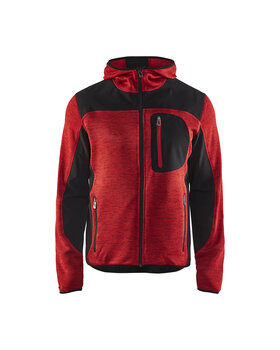 Strickjacke mit Softshell Rot/Schwarz