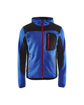 Strickjacke mit Softshell Kornblau/Schwarz