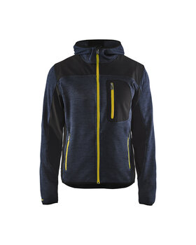 Strickjacke mit Softshell Dunkelblau/Gelb