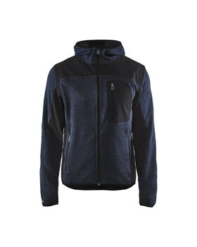 Strickjacke mit Softshell Dunkel Marineblau/Schwarz