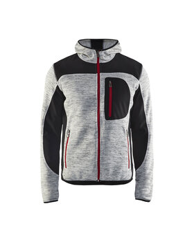 Strickjacke mit Softshell Grau Melange/Schwarz