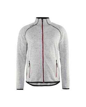 Strickjacke Grau Melange/Rot