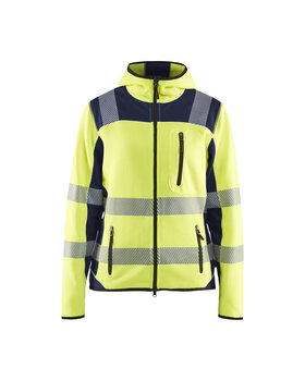 Damen High Vis Strickjacke High Vis Gelb/Marineblau