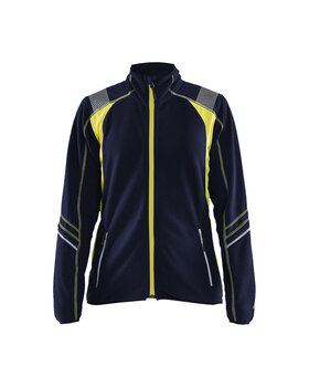 Damen Microfleece Jacke Marineblau/ High Vis Gelb