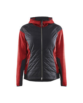 Damen Hybrid Jacke Rot/Schwarz