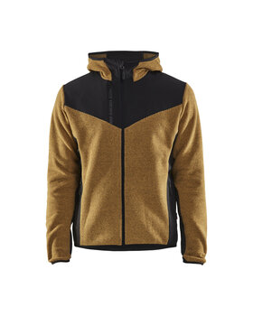 Strickjacke mit Softshell Honiggold/Schwarz