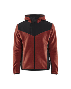 Strickjacke mit Softshell Rostrot/Schwarz