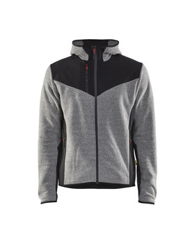Strickjacke mit Softshell Grau Melange/Schwarz