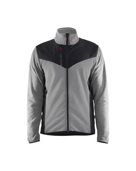 Strickjacke mit Softshell Grau Melange/Schwarz