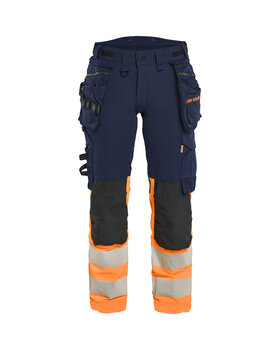 Damenhose High Vis 4-Wege-StretchMarineblau/Orange