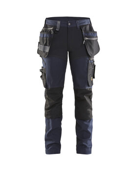 Damen Handwerker Arbeitshose mit Stretch Dunkel Marineblau/Schwarz