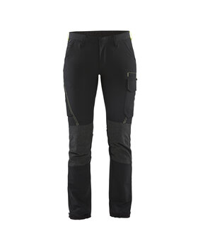 Damen Service Arbeitshose 4-Wege-Stretch Schwarz/Gelb