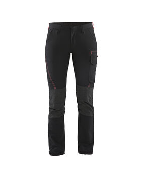 Damen Service Arbeitshose 4-Wege-Stretch Schwarz/Rot