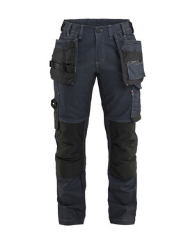 Damen Handwerker Arbeitshose Denim Stretch Marineblau/Schwarz