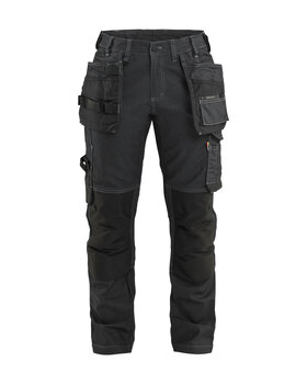 Damen Handwerker Arbeitshose Denim Stretch Schwarz