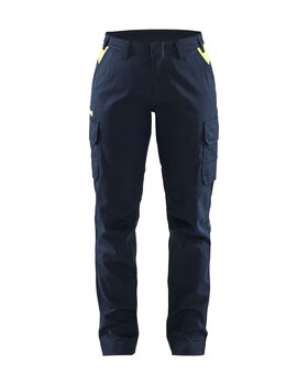 Damen Industrie Arbeitshose StretchDunkel Marineblau/High Vis Gelb
