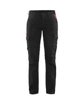Damen Industrie Arbeitshose Stretch Schwarz/Rot