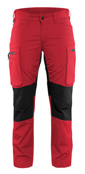 Damen Service Arbeitshose Stretch Rot/Schwarz
