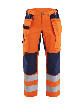 Damen High Vis Arbeitshose mit StretchHigh Vis Orange/Marineblau
