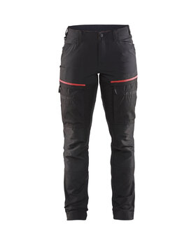 Damen Servicehose mit Stretch Schwarz/Rot