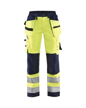 Damen High Vis Softshell Arbeitshose High Vis Gelb/Marineblau