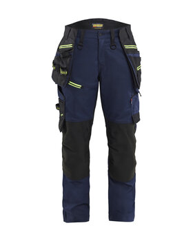 STRIKER Damen Handwerker Arbeitshose Stretch Dunkel Marineblau/High Vis Gelb