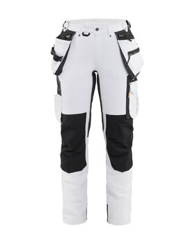 Damen Malerhose 4-Wege-Stretch Weiß/Dunkelgrau