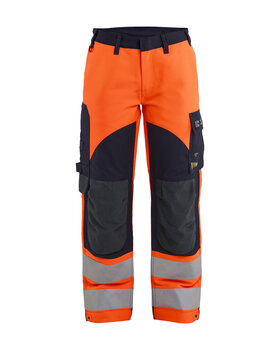 Damen Multinorm Arbeitshose Inhärent High Vis Orange/Marineblau