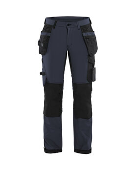 Damen Handwerker Arbeitshose  4-Wege-Stretch Dunkel Marineblau/Schwarz