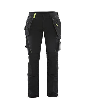 Damen Handwerker Arbeitshose  4-Wege-Stretch Schwarz/Gelb